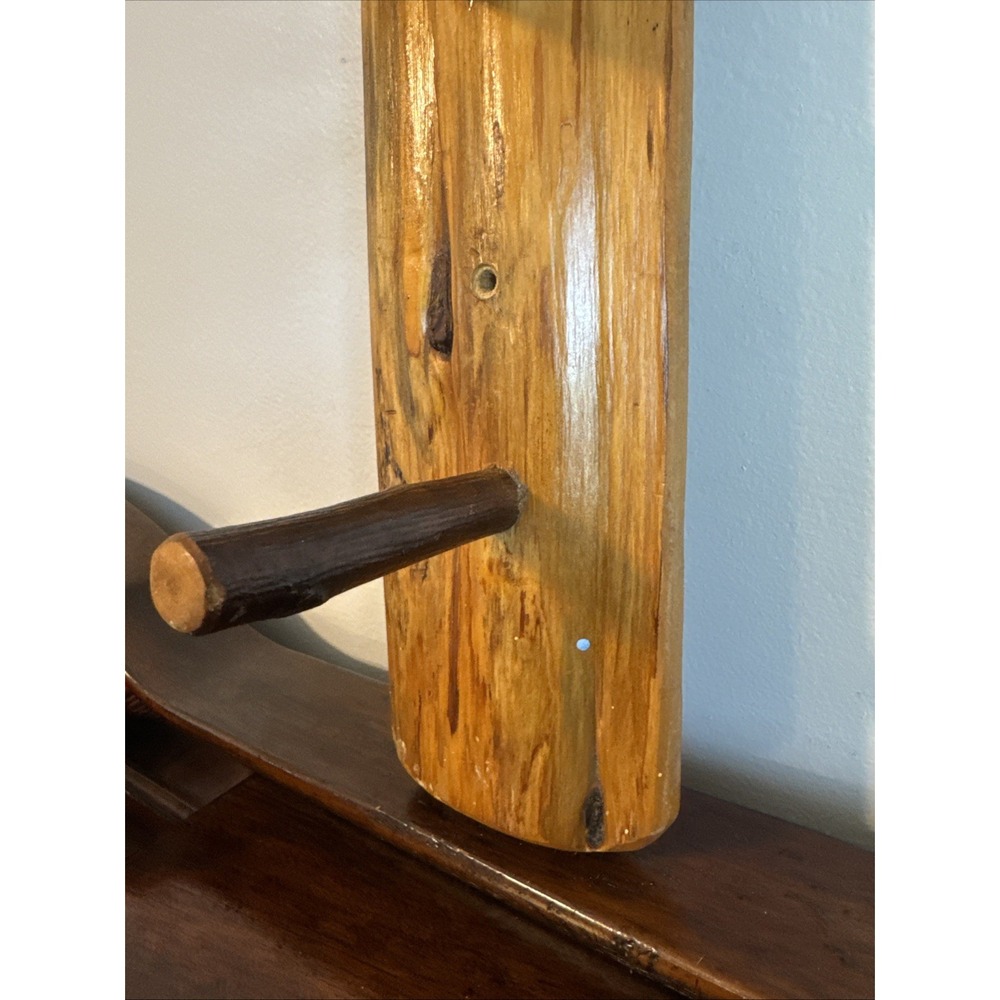 28" LOG Wall Mount Coat Rack 5 Wood Pegs Lodge Cabin Decor Branch Tree Primitive - Picture 8 of 16